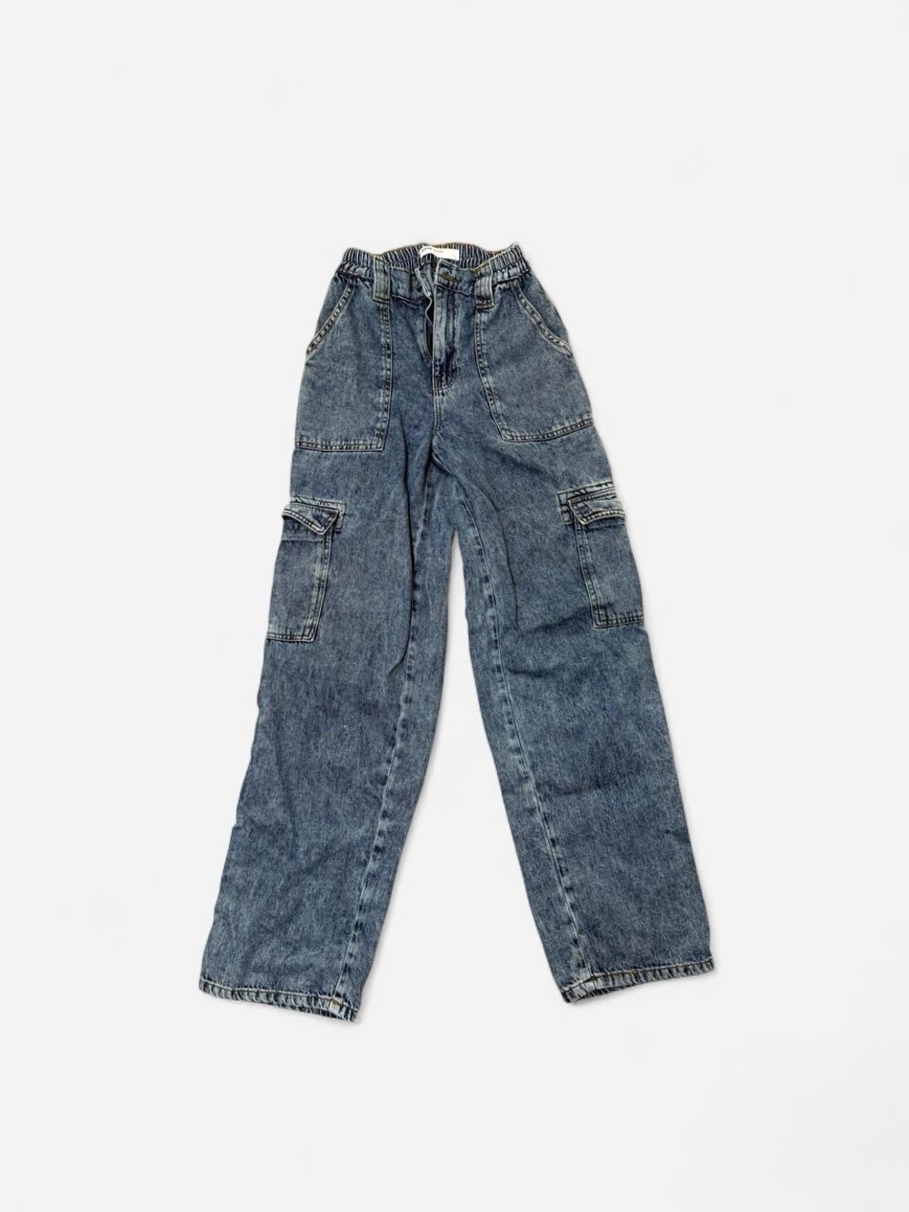 Garage Women's Washed Blue Relaxed Cargo Jeans